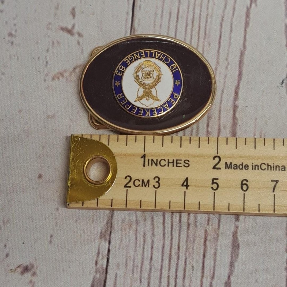 Peacekeeper Challenge 1983 Eagle Seal Gold Tone Commemorate Small 2" Belt Buckle - Picture 5 of 5